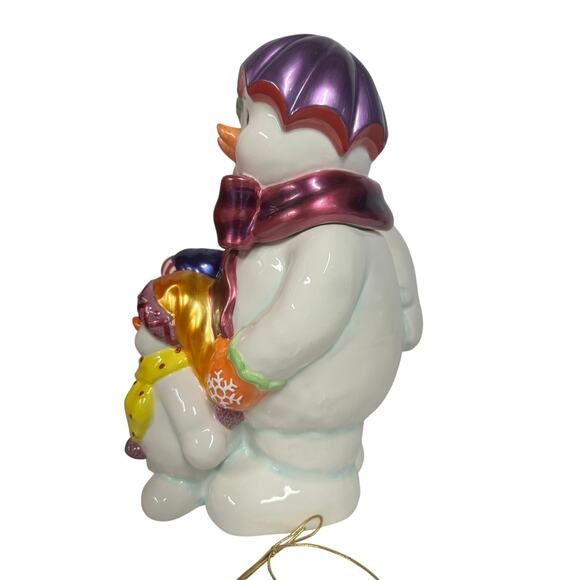 Christopher Radko Winter Portrait Cookie Jar Snowman Family & Box - Picture 3 of 15